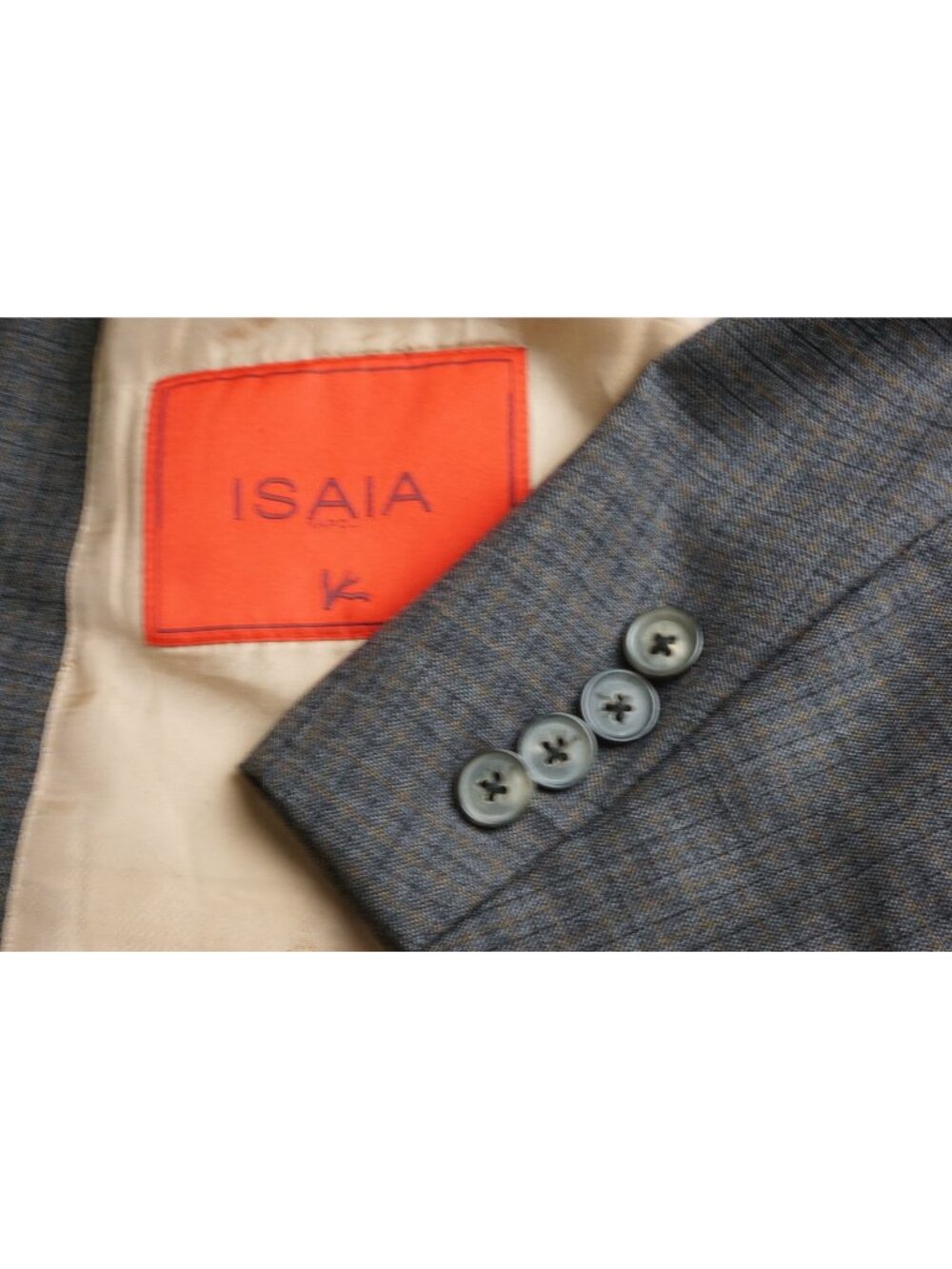 Isaia Gregorio 100% Wool Gray Gold Plaid Sport Coat Jacket Sz 42R